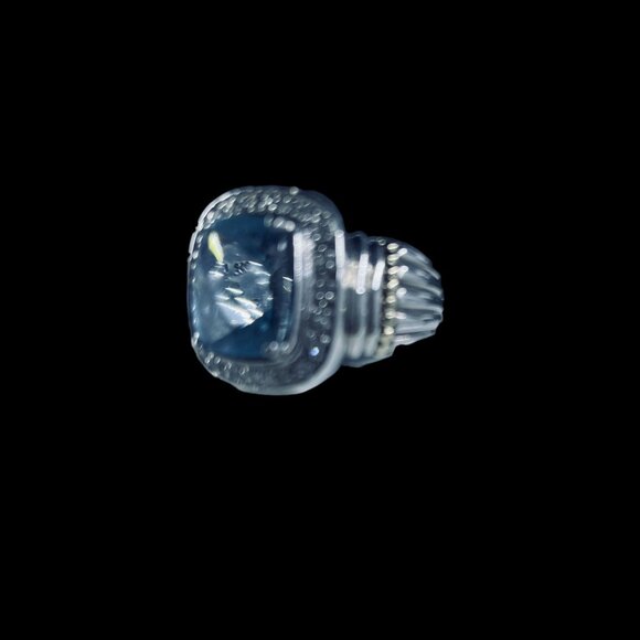 925 Silver Blue Topaz Diamond Ring Cushion Cut Gold Accents Cocktail Jewelry - Picture 7 of 11